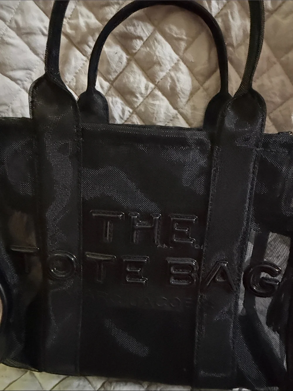 Marc Jacobs Black 'The Tote Bag' Small Nylon Tote with Strap